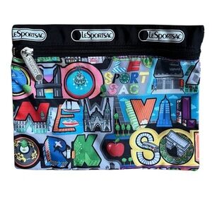 LeSportsac Multicolor NYC Mini Zip Pouch Travel Vacation Cosmetic Makeup Bag